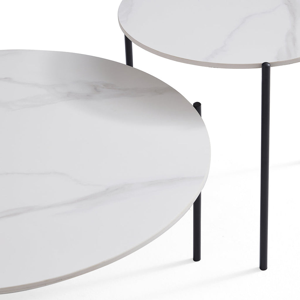 Interior Ave - Bianco Nested Coffee Table Set - White Marble Stone-3