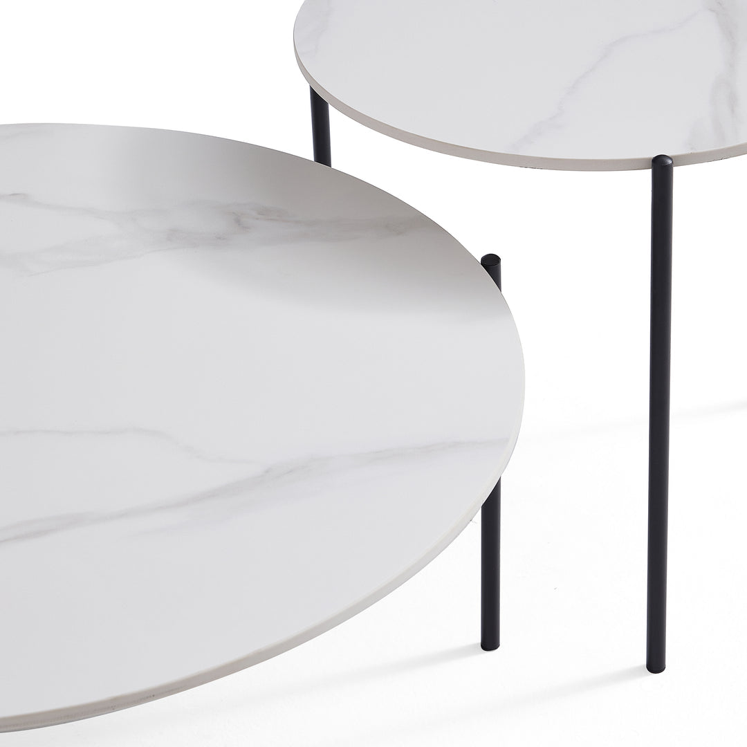 Interior Ave - Bianco Nested Coffee Table Set - White Marble Stone-3