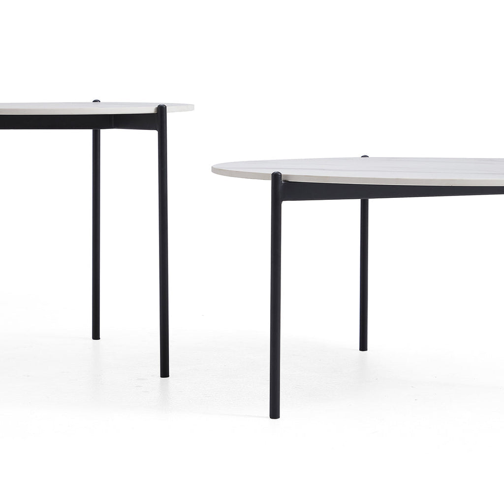Interior Ave - Bianco Nested Coffee Table Set - White Marble Stone-4