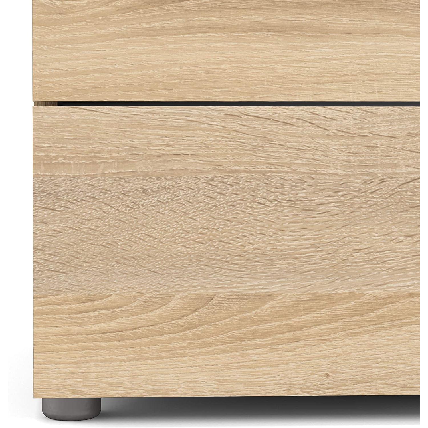 Oak Structure Four Drawer Chest With Silver Bar Handles-4
