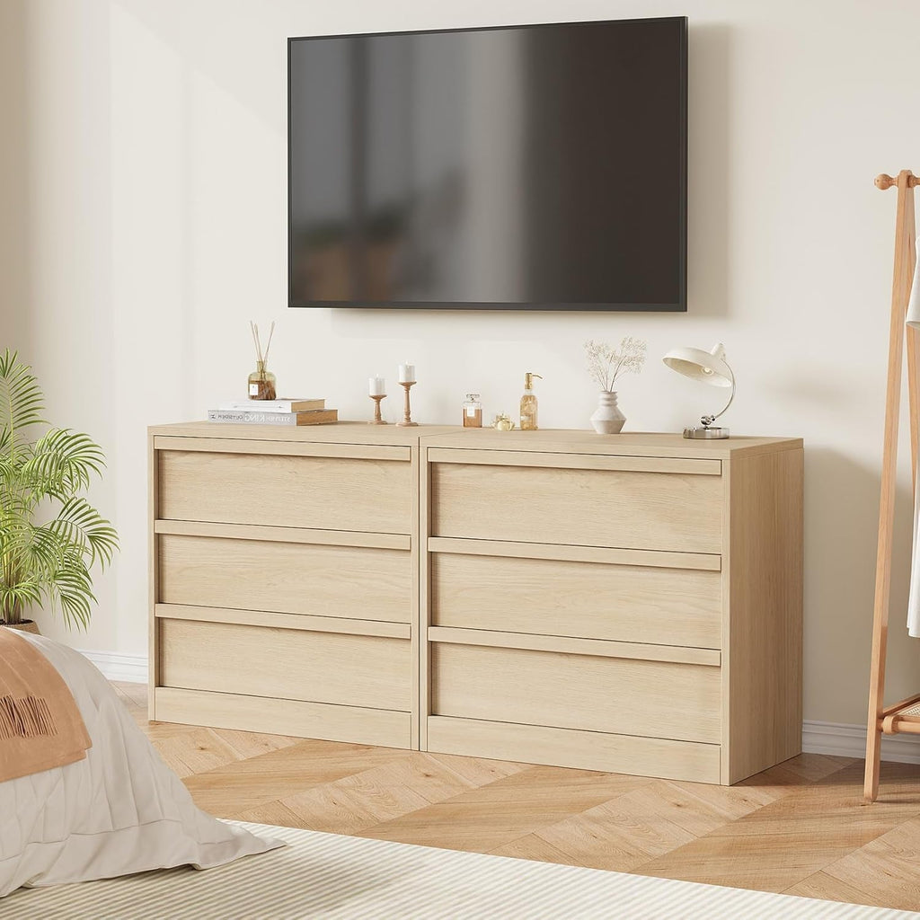 Natural Oak 3-Drawer Dresser With Generous Storage-3