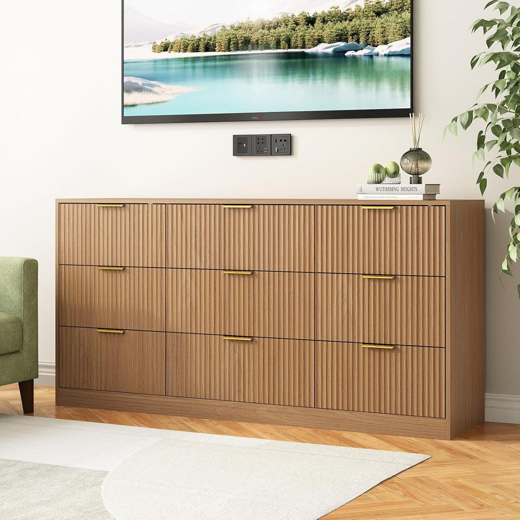 SixtyThreeInch Dresser With Deep Drawers NaturalFinish-2