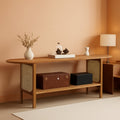 Bamboo TV Stand 65 Inch Walnut Storage Cabinet Storage-0