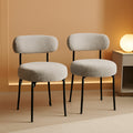 Industrial Boucle Upholstered Dining Chairs Light Grey-0