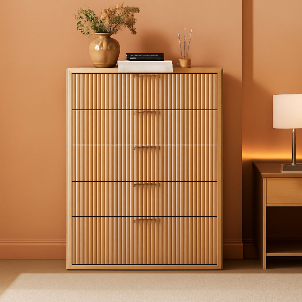 Distressed Fluted Dresser Featuring Six Drawers 42Inch-0