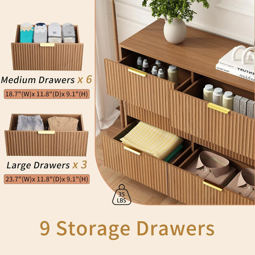 SixtyThreeInch Dresser With Deep Drawers NaturalFinish-4