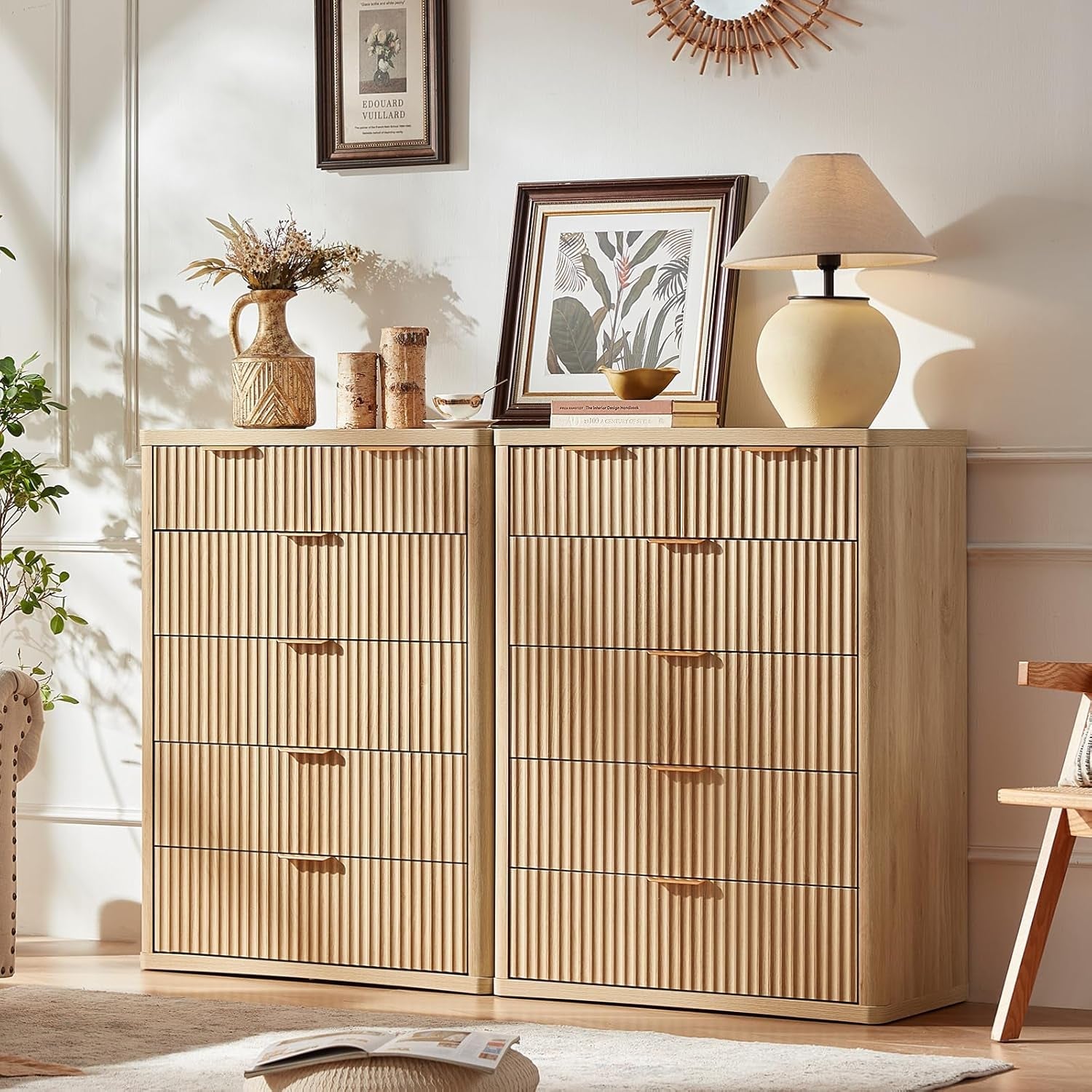 Distressed Fluted Dresser Featuring Six Drawers 42Inch-4