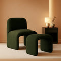 Green Chenille Upholstered Accent Chair With Ottoman-0