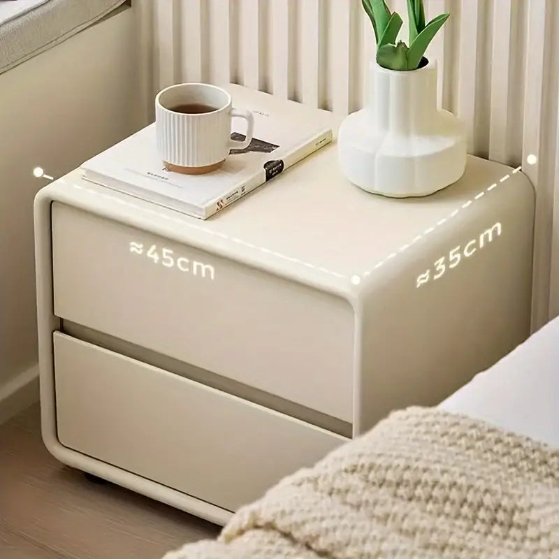 Bedside Table w/ Fabric Drawers - White-3