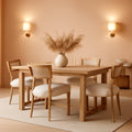 Beige Mid Century Rattan Dining Chairs Upholstered-0