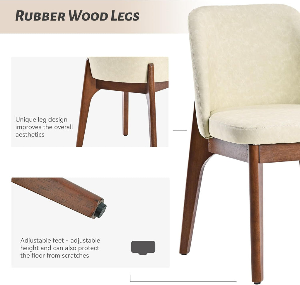 Beige Upholstered Dining Chairs With SolidWood Legs-2