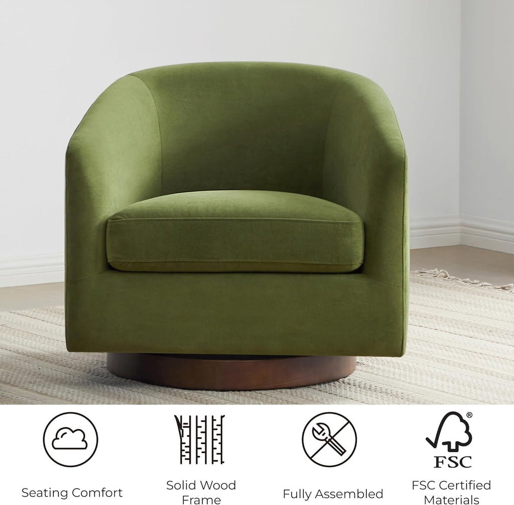 Forest Green Velvet Swivel Upholstered Armchair FSC-3