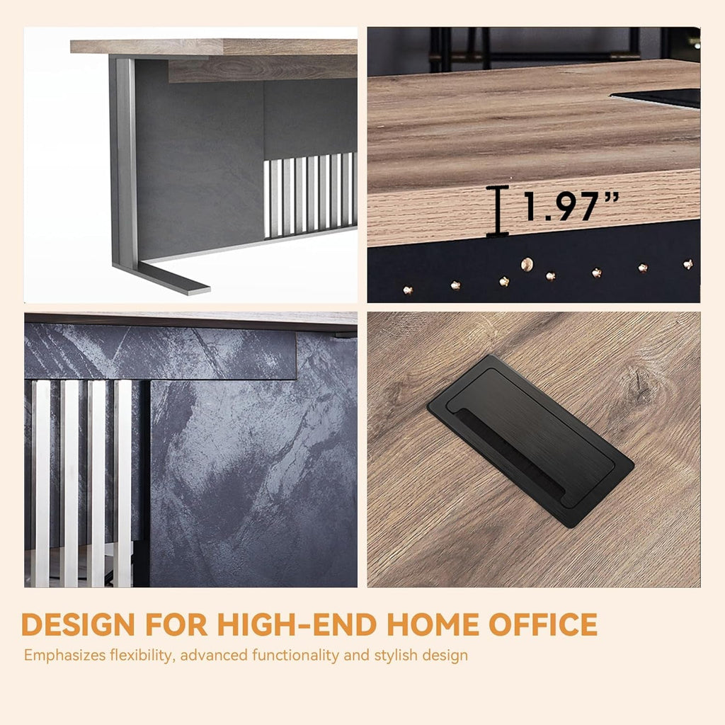 63 Inch Executive Office Desk Stainless Steel Frame-2