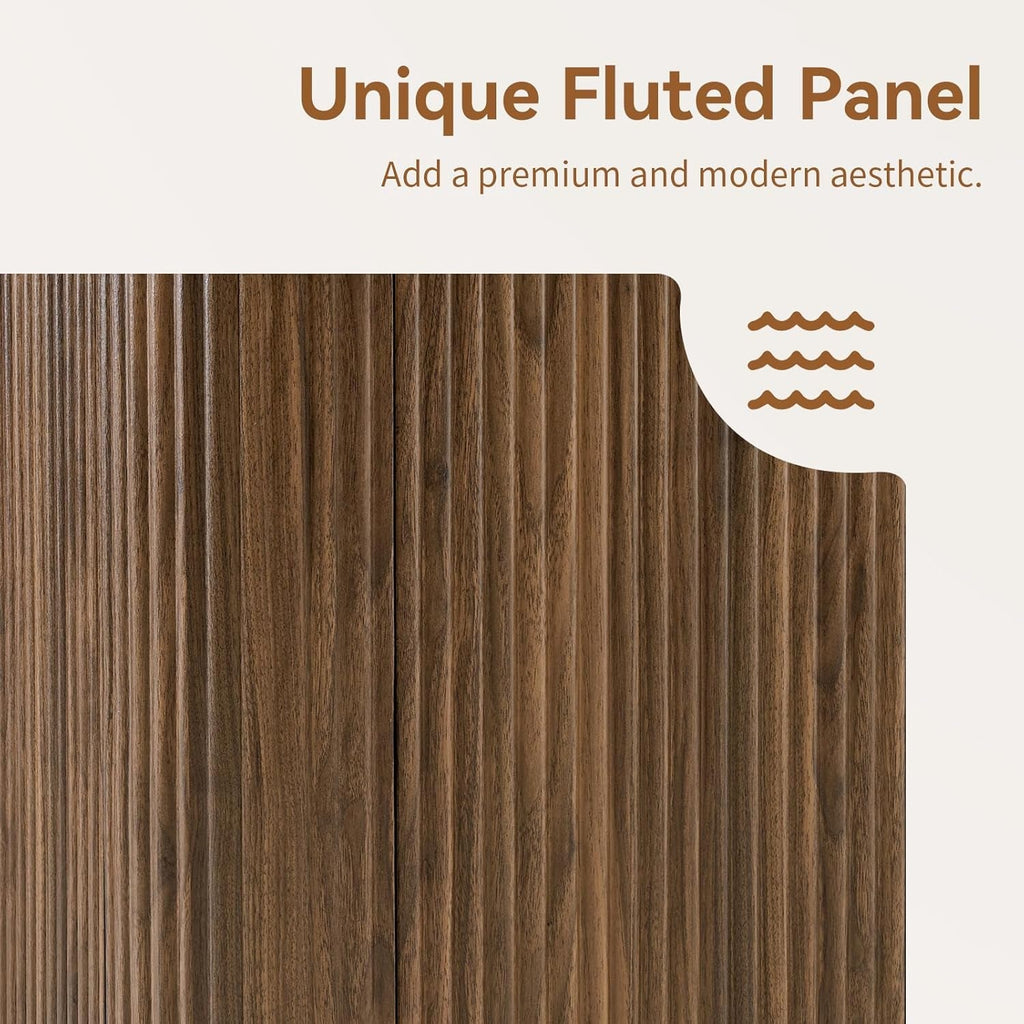 64 Inch Walnut Contemporary Buffet Sideboard Cabinet-3