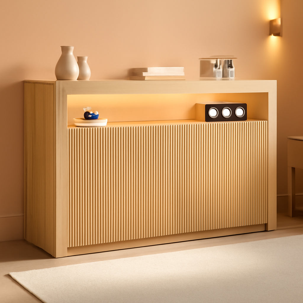 PremiumQuality Oak TV Entertainment Center With LEDs-0