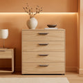 Oak Structure Four Drawer Chest With Silver Bar Handles-0