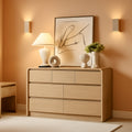 Contemporary Oak Seven Drawer Dresser With Textured Surface-0