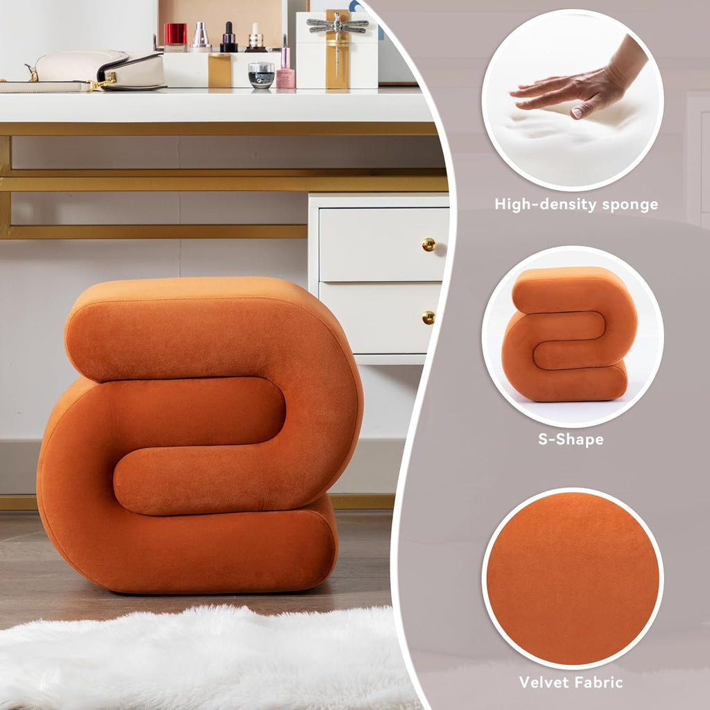 Orange Contemporary Premium S Shape Ottoman Footstool-3