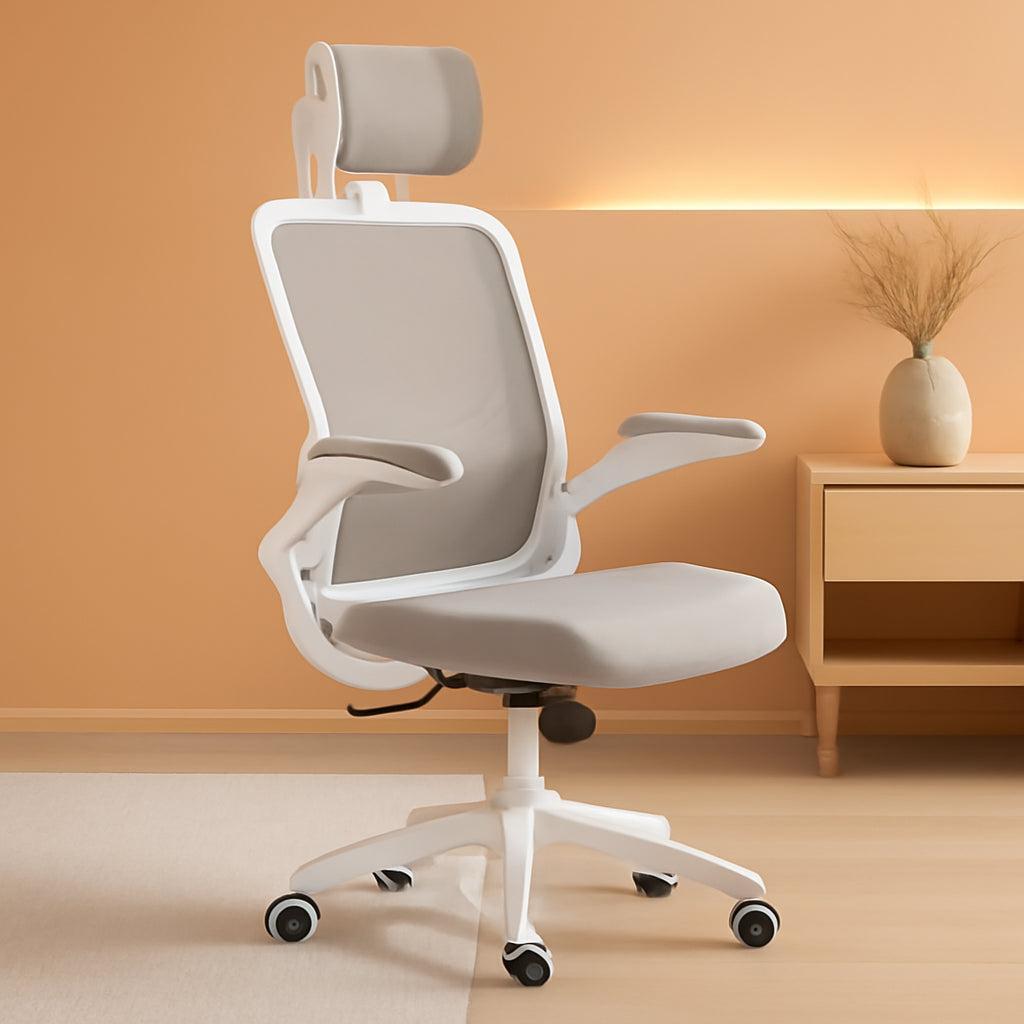 Ergonomic Office Chair Height Adjustable White Backrest-0