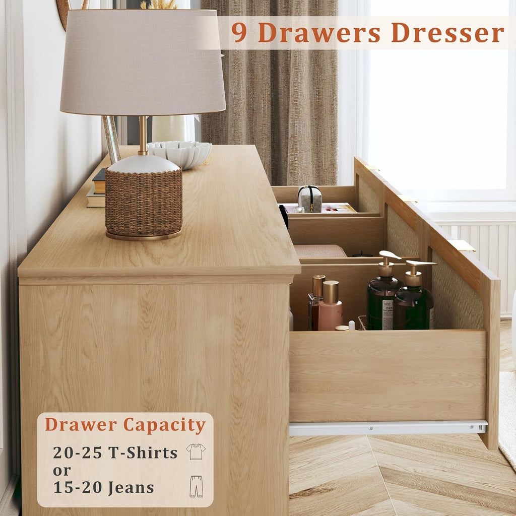 60 Inch SolidOak BohoInspired Dresser With Drawers-3