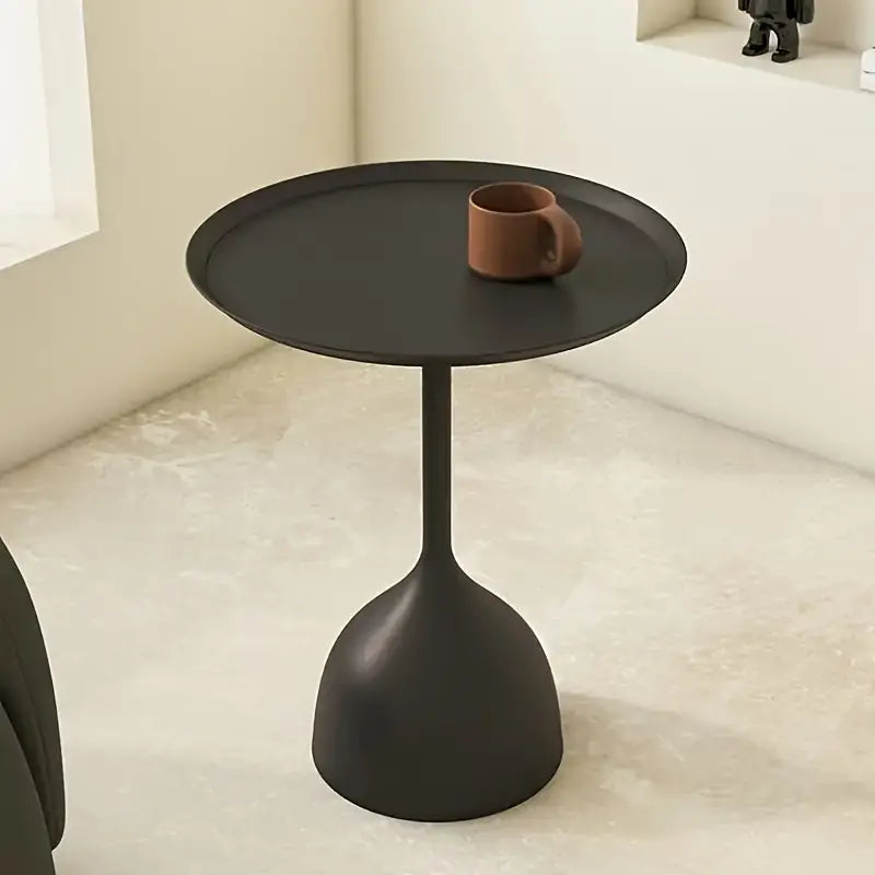 Casual Small Coffee Table for Living Room - Metal Pedestal Base-1