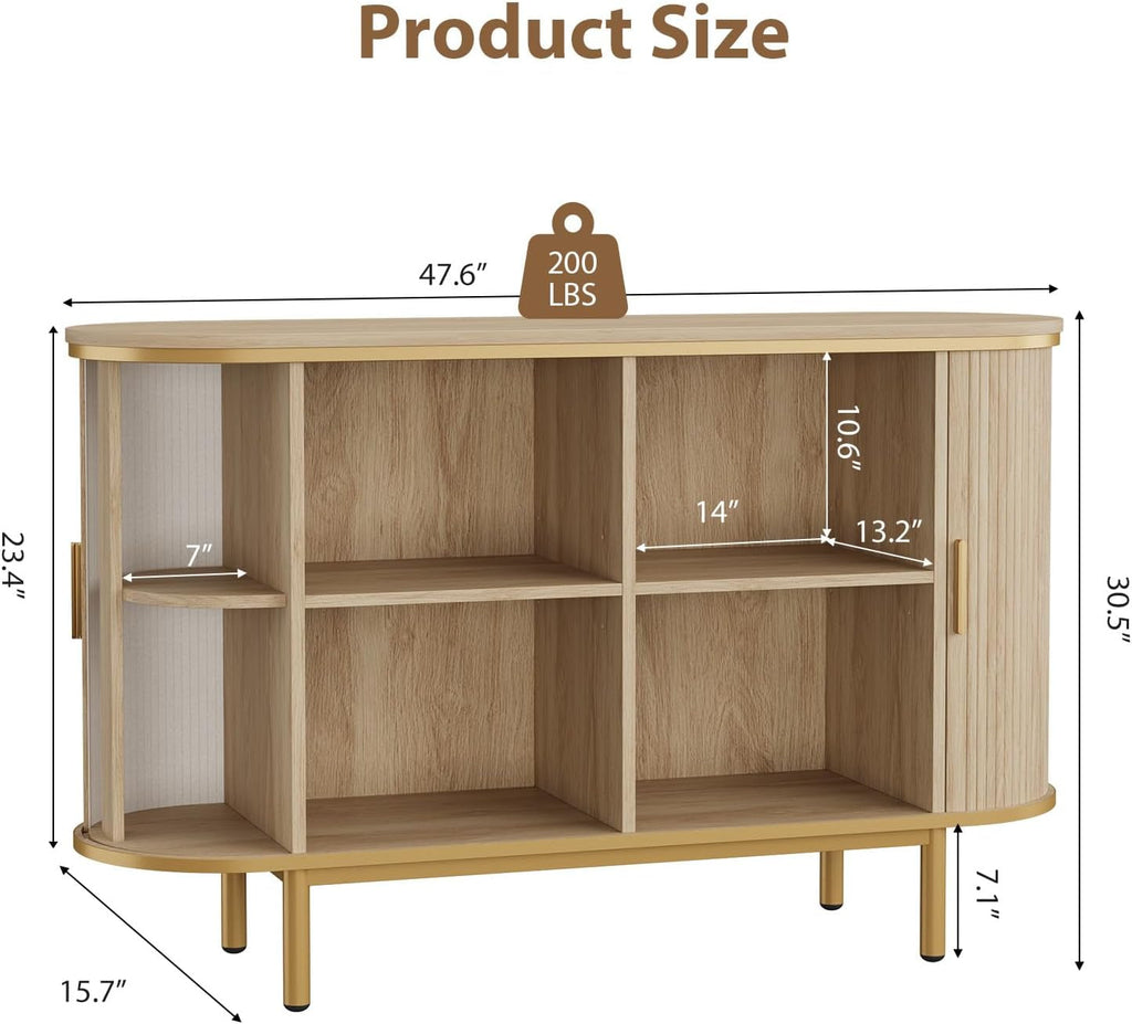 Natural Oak Console Table With Architectural Doors-1