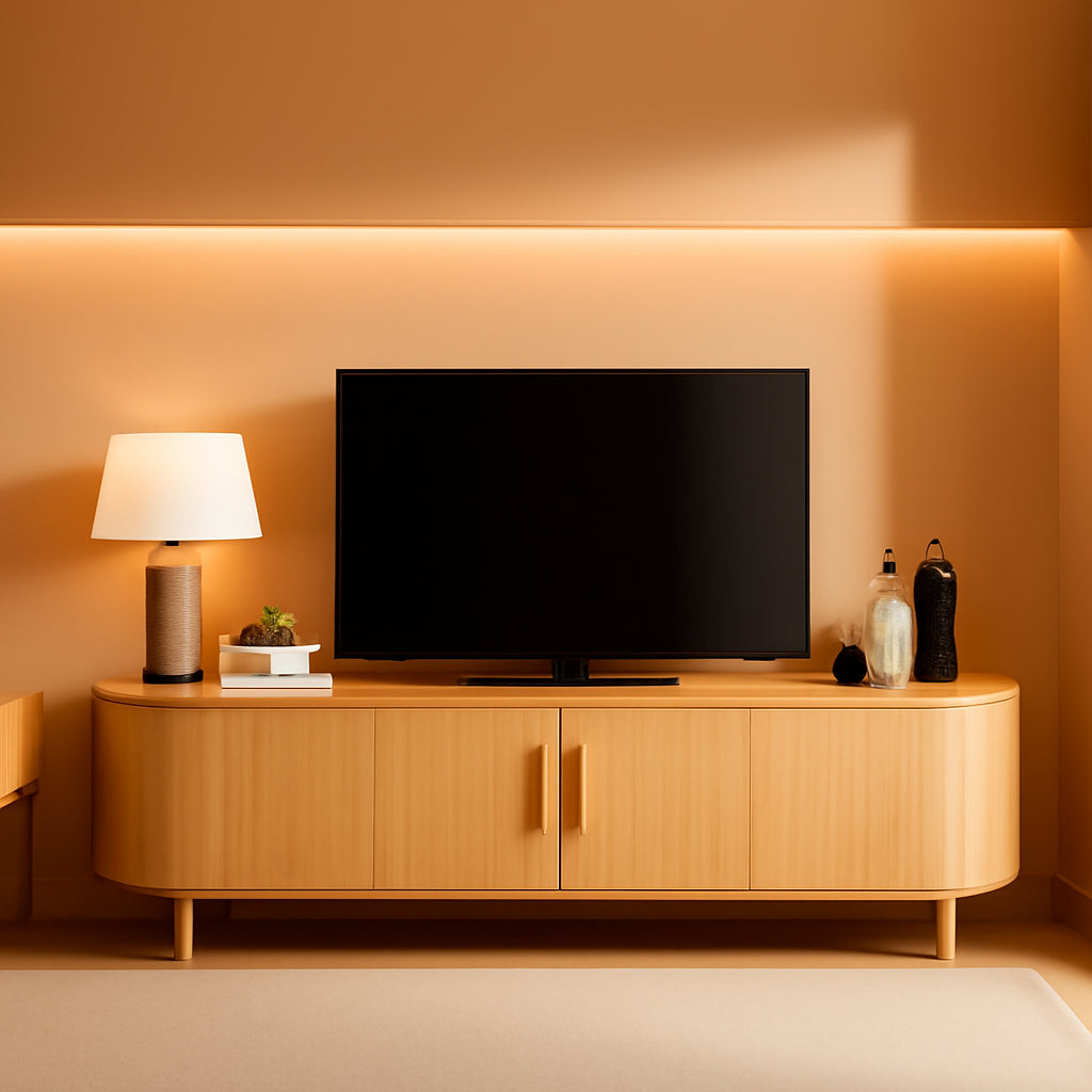 Oak Seventy Inch Entertainment Center With Adjustable Shelves-0