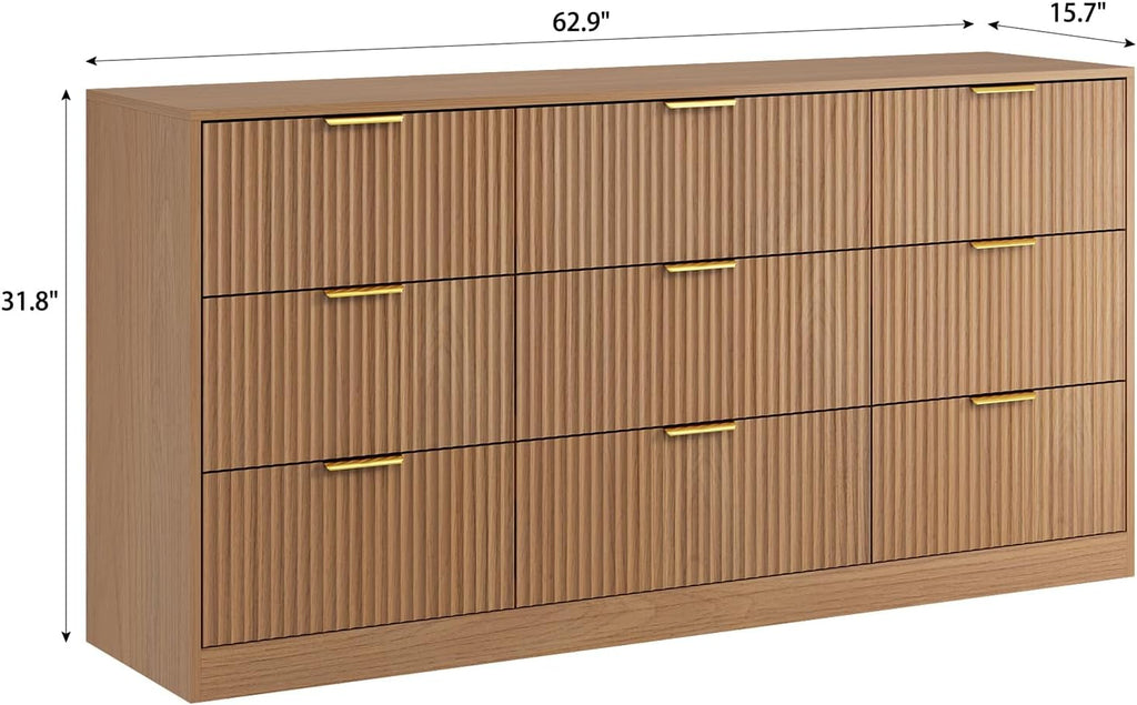 SixtyThreeInch Dresser With Deep Drawers NaturalFinish-1
