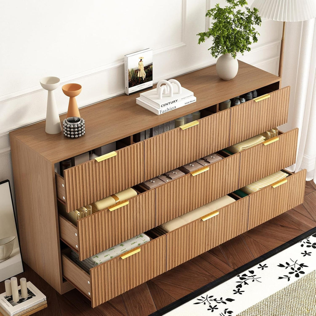 SixtyThreeInch Dresser With Deep Drawers NaturalFinish-3