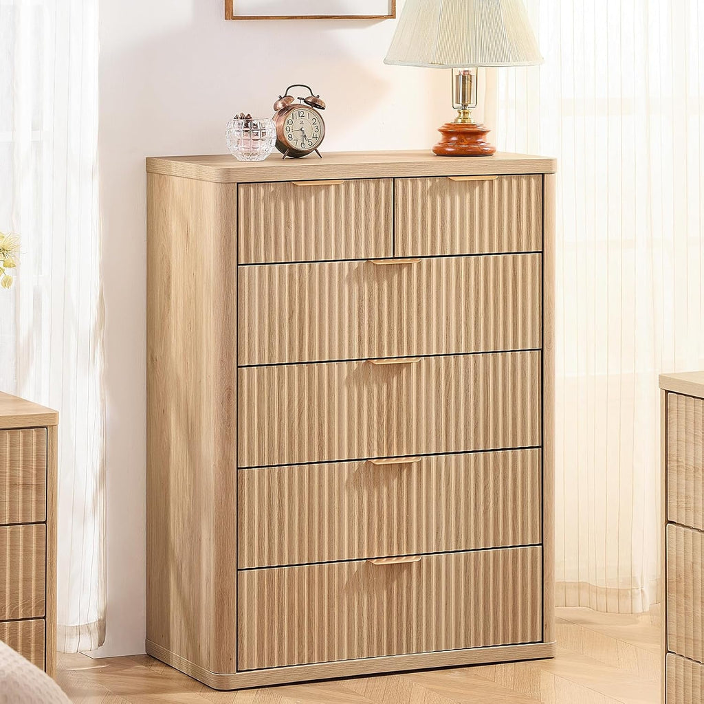 Distressed Fluted Dresser Featuring Six Drawers 42Inch-2