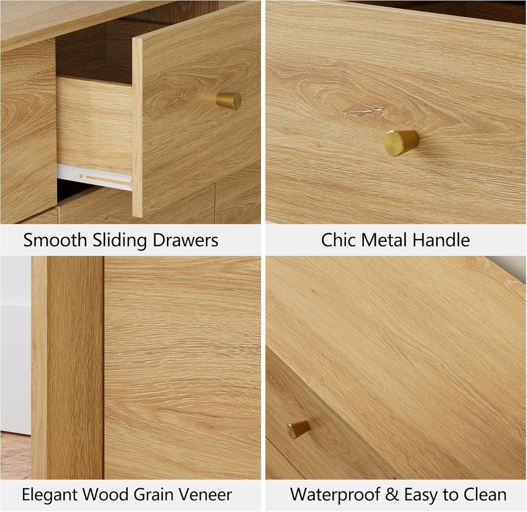 Nine Drawer Dresser 55 Inch Golden Oak UltraWoodgrain-4