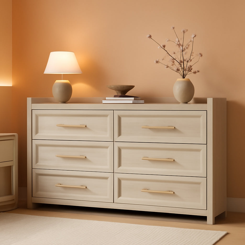 56InchExtraWideGreyOakDresser With LargeStorage Drawers-0