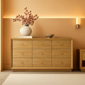 Nine Drawer Dresser 55 Inch Golden Oak UltraWoodgrain-0