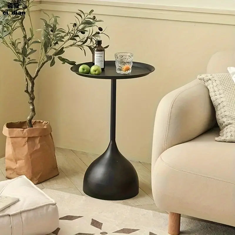 Casual Small Coffee Table for Living Room - Metal Pedestal Base-4
