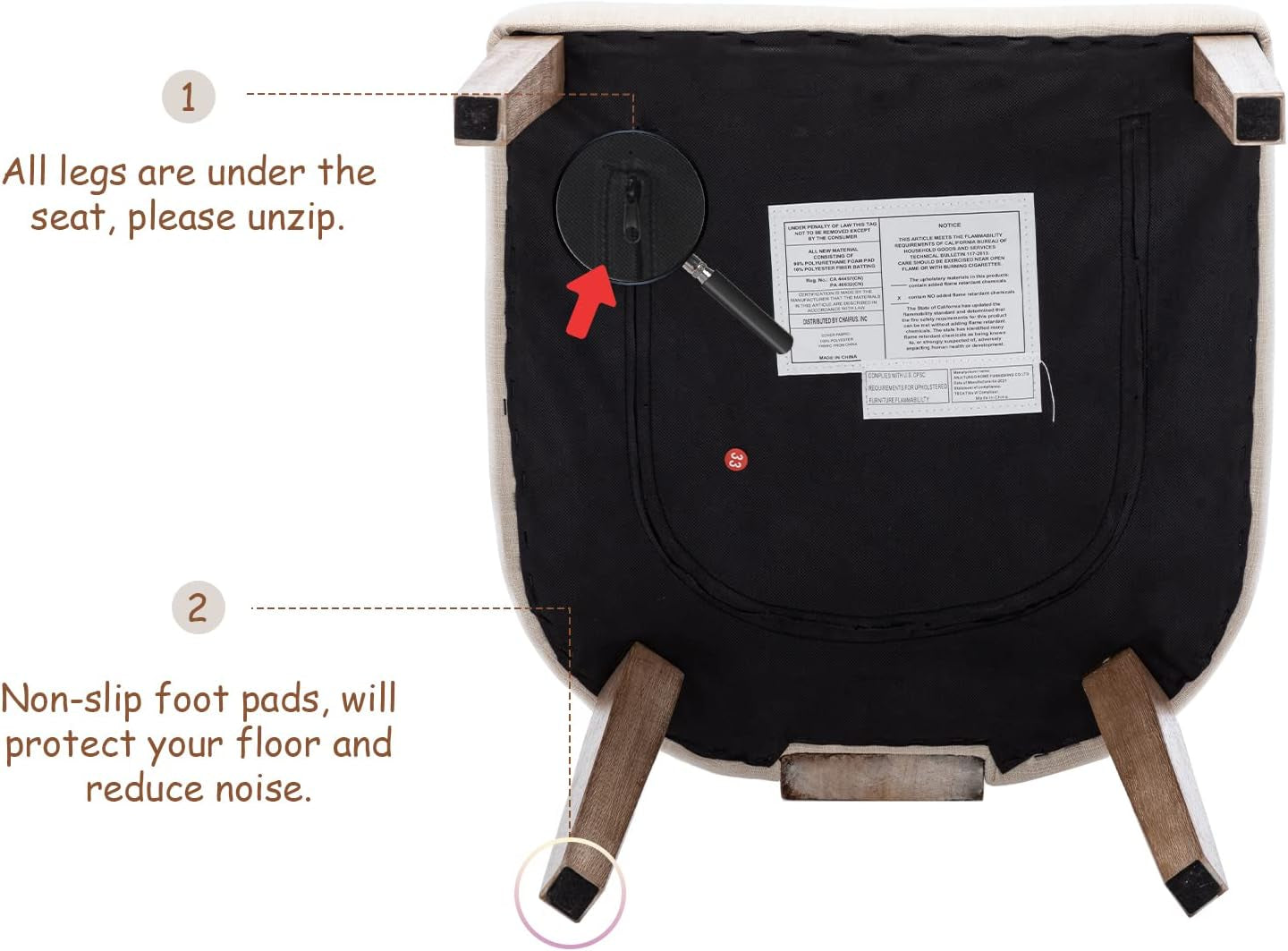 Beige Upholstered Mid Century Dining Chairs Collection-4