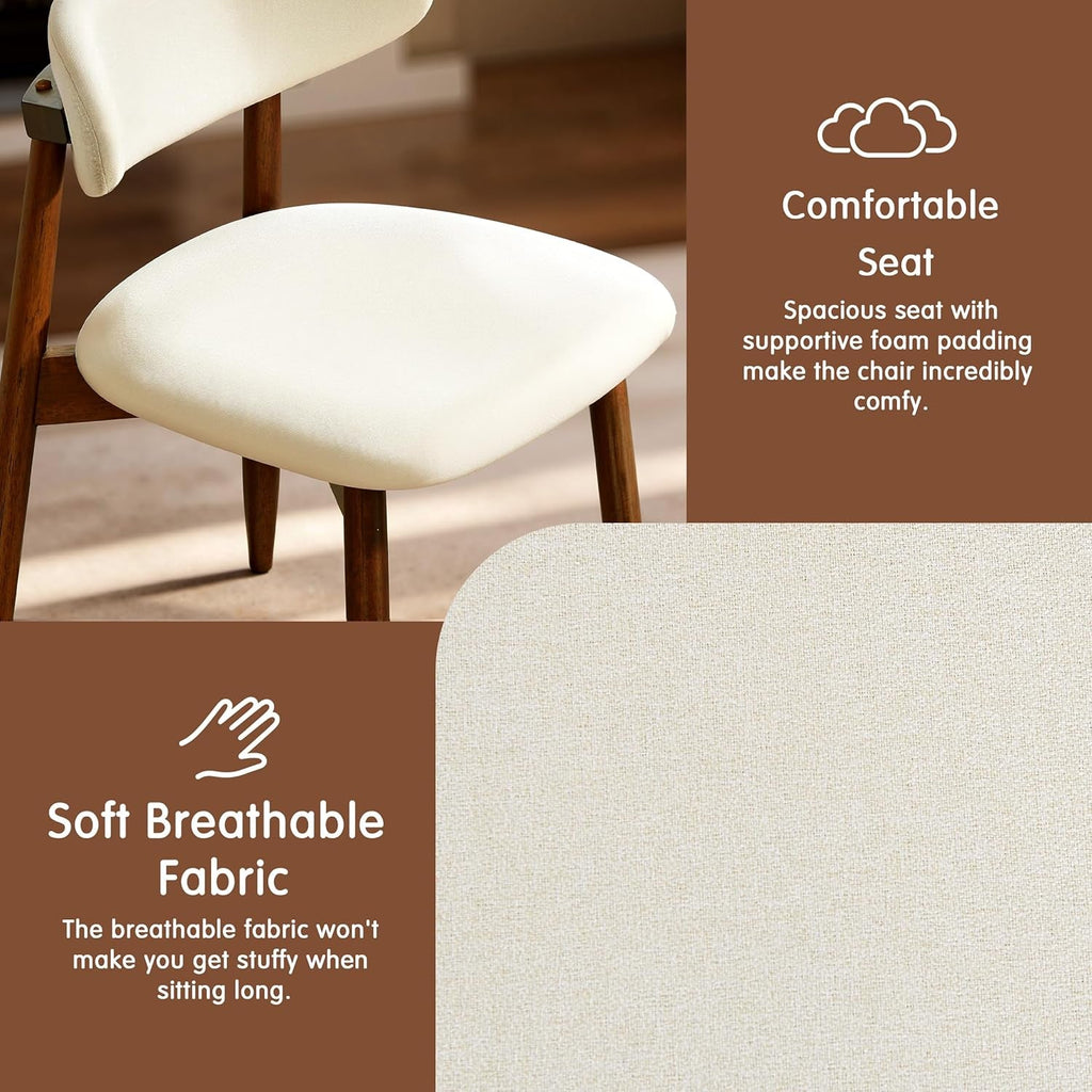 Beige Upholstered Mid Century Modern Dining Chairs-2