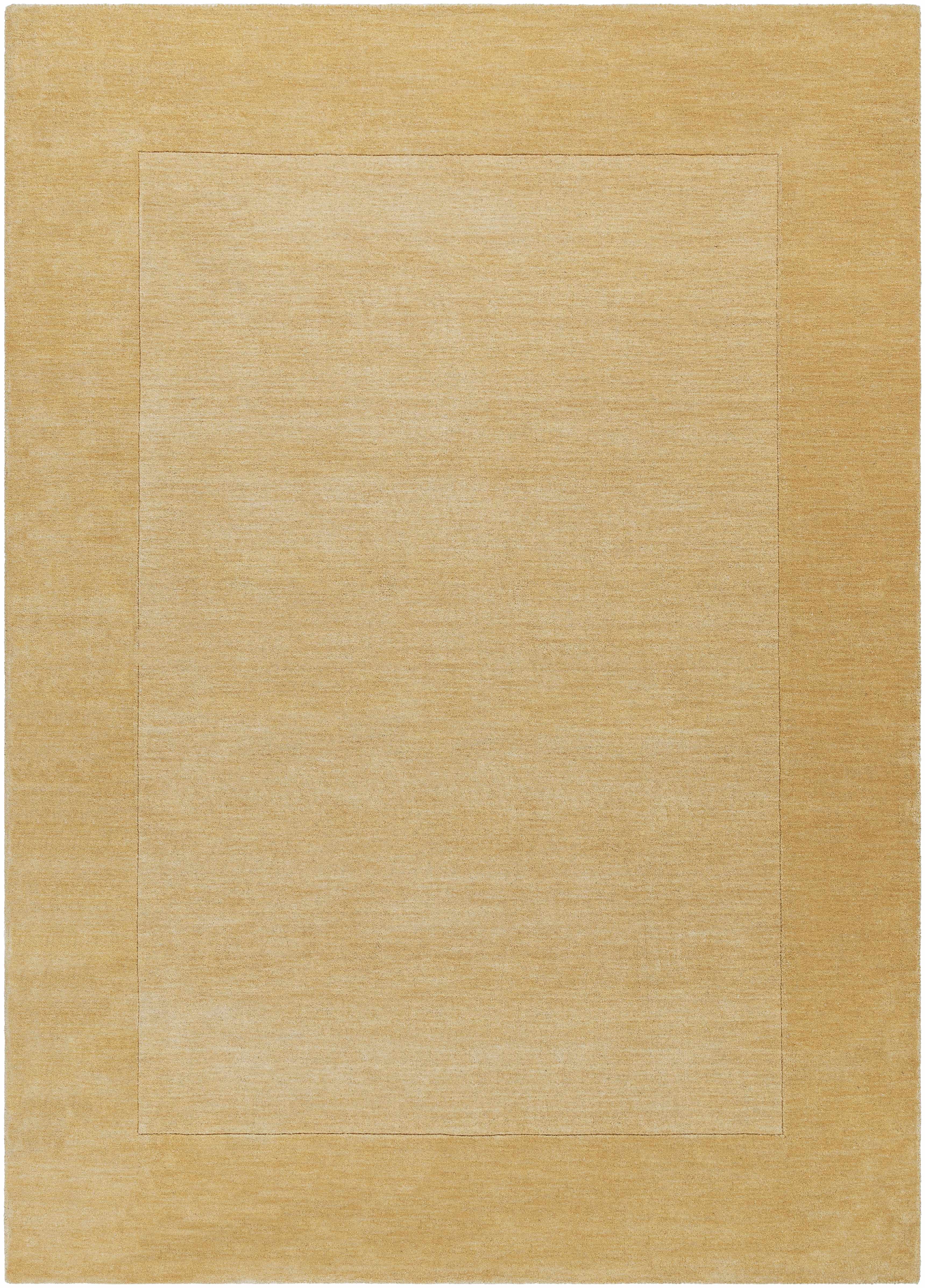 Bordered Solid Camel Yellow Wool Rug