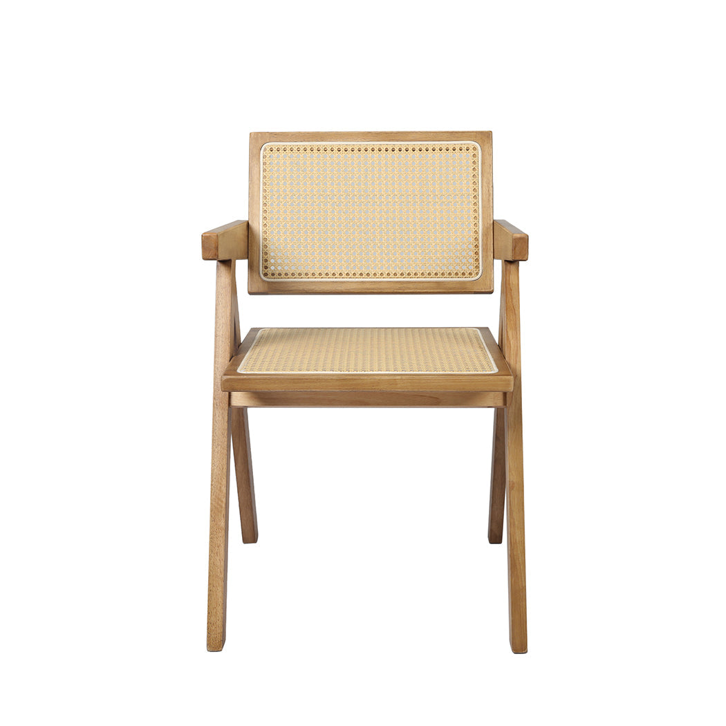 Levede 4x Dining Chair Solid Wood Rattan-0