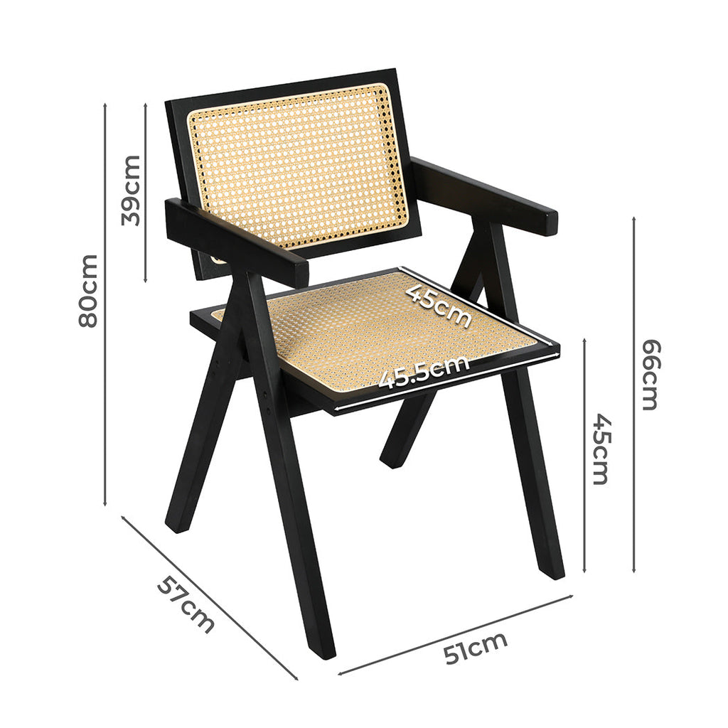 Levede 1x Black Wicker Armchair Dining Chair-1