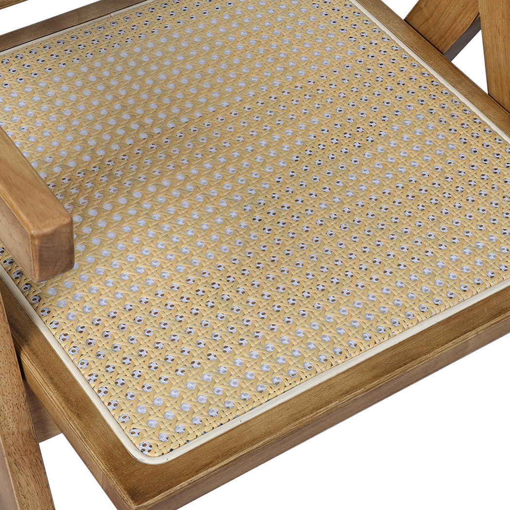 Levede 4x Dining Chair Solid Wood Rattan-2