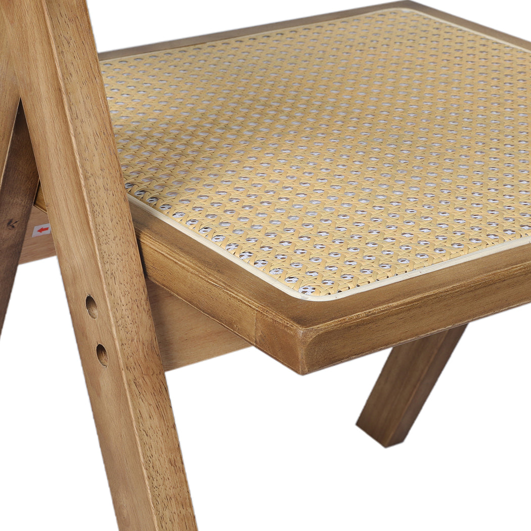 Levede 4x Dining Chair Solid Wood Rattan-3