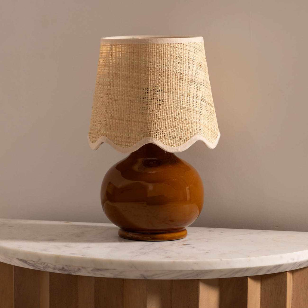 Wokila Tan Solid Ceramic Table Lamp-0