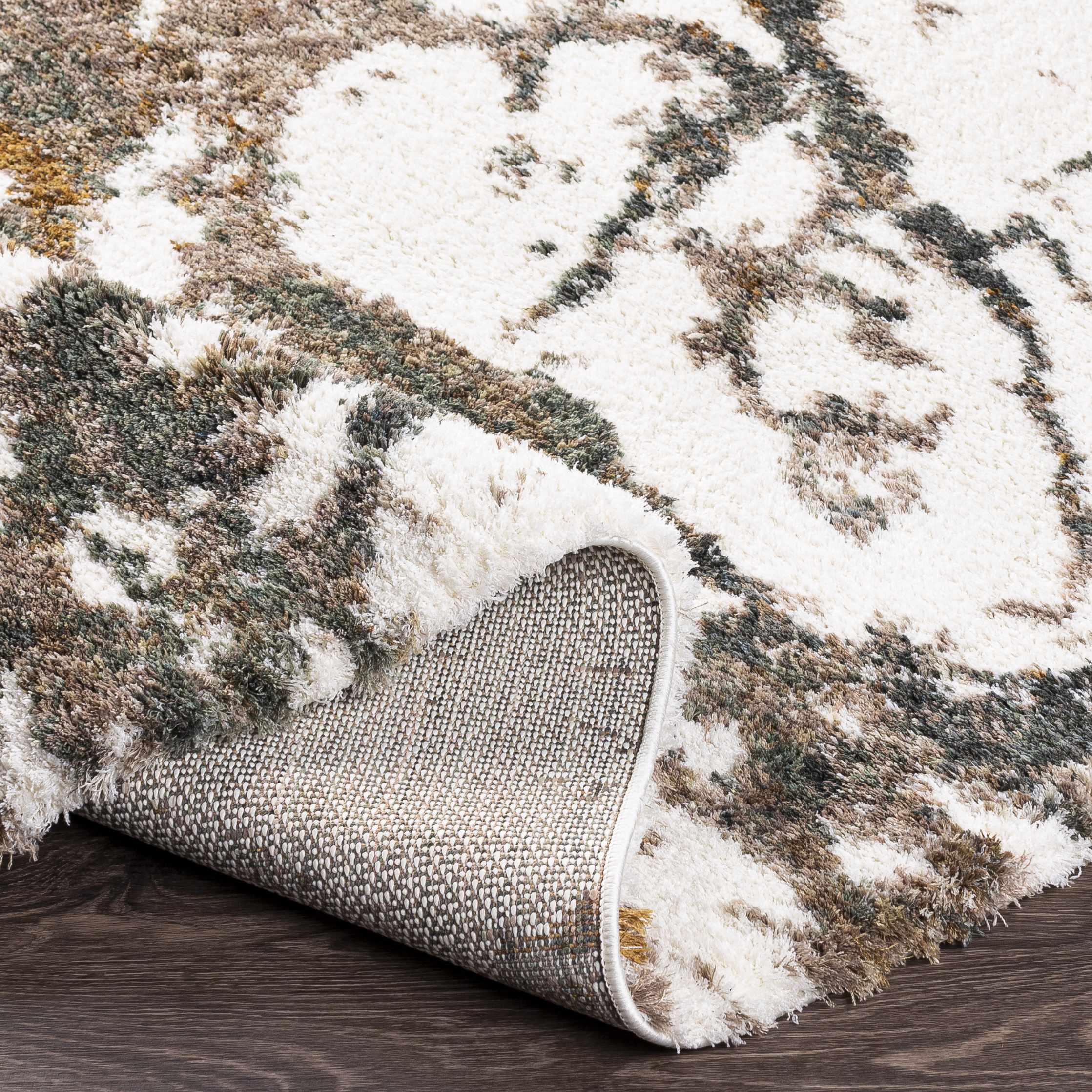 Ngunnawal Cream/Brown Marble Plush Rug-4