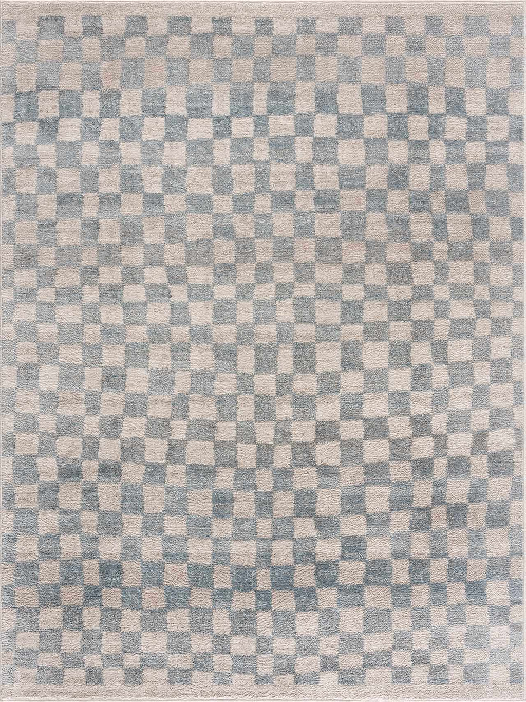 Benjy Cream & Light Blue Checkered Area Rug-0