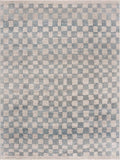 Benjy Cream & Light Blue Checkered Area Rug-0