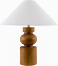 Orange Modern Table Lamp with linen details for bedside or console tables-0
