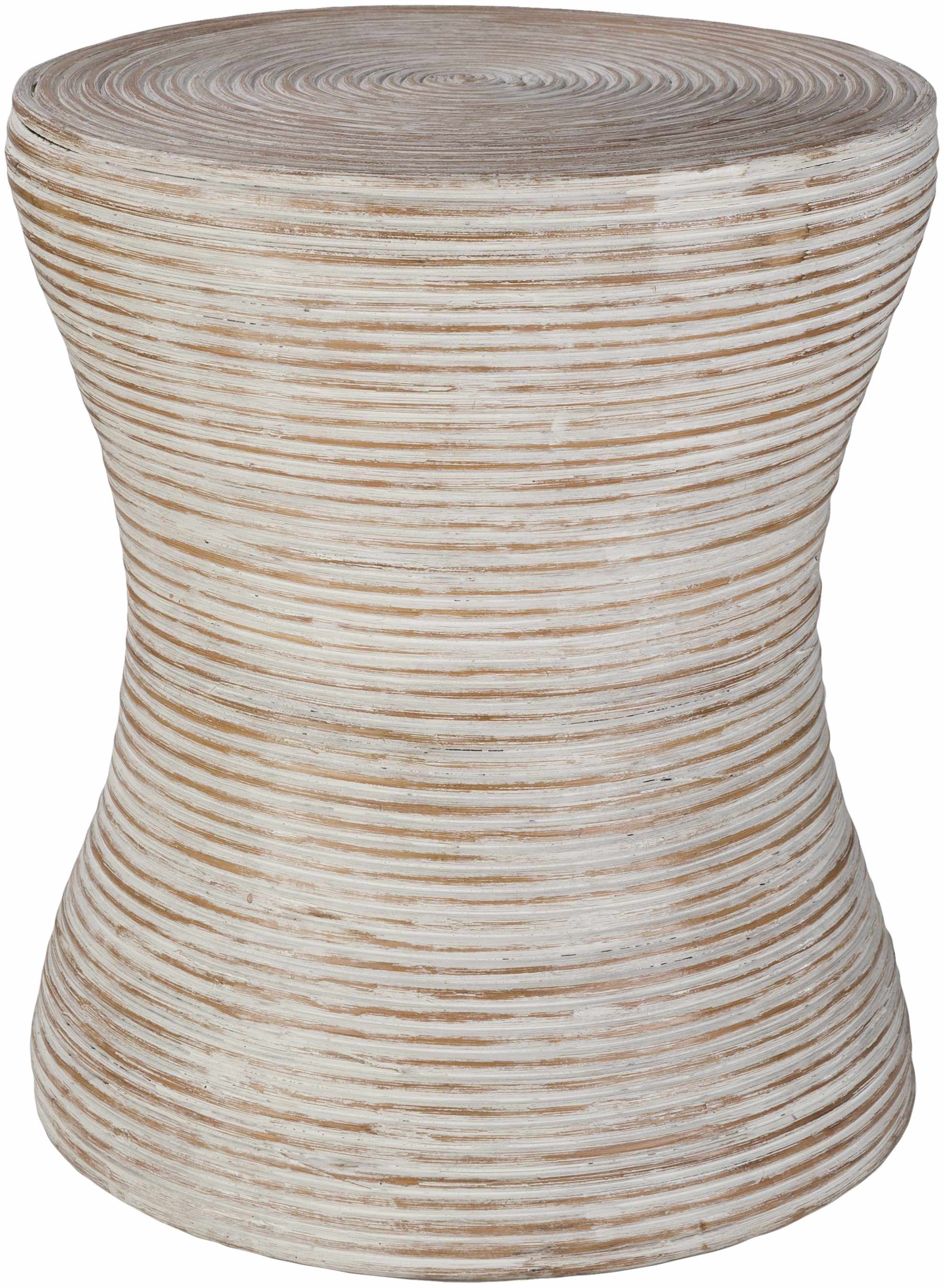 Tubigan Rustic Ribbed Hourglass End Table-0